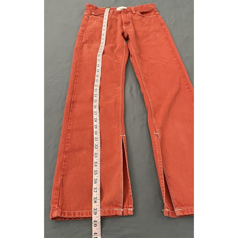 BDG Urban Outfitters Jeans Womens Sz 25 Coral Orange High Straight Leg Split Hem - Picture 12 of 15